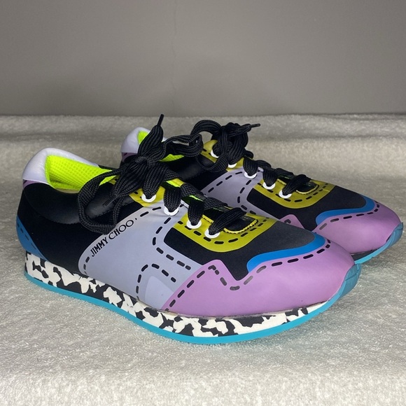 Jimmy Choo Multicolor Graphic Print Nylon Sneakers (EUR 41.5 / US 8.5) - Picture 3 of 9